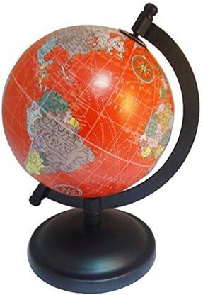 Generic Hand Made World Map Desktop Small Rotating World Earth Globe Pink Ocean 5 Plastic Ball Table D�Cor 8" Tall Globes