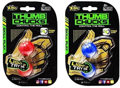 Generic Thumb Chucks Red And Blue 2-Pack Bundle - Skill Play By Zing - Control The Roll Game
