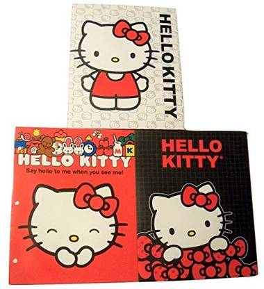 Generic Hello Kitty 3 Folder Set ~ Kitty With White Kitty Face Background, Kitty With Red Bows, Say Hello To Me