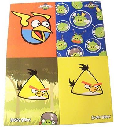 Angry Birds 4 Folder Set (Lightning Bird, Green Space Pigs, Yellow Bird Hunting Green Pig, Yellow)