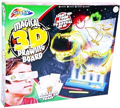 Generic Kids Magical 3D Drawing Board Create Amazing 3D Dinosaur Pictures Pop Art Kit For Ages 5+