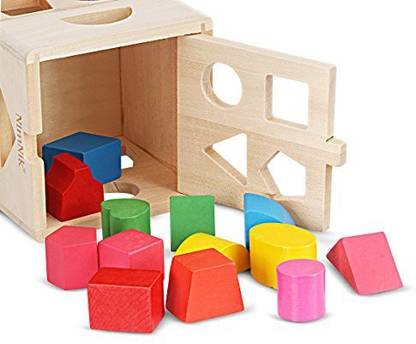 Generic Wooden Shape Sorting Cube Classic Square Shape Sorter Baby First Blocks Shape-Sorting Toy For Early Learning For 3 Year Olds By