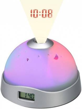 Simxen Digital Amazing Kids Night Sky Moon Stars Projection Clock - With Color CHanging Flashing Led Lights + Alarm Clock Clock