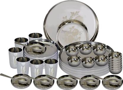 Gurudev Pack of 42 Stainless Steel STEEL DINNER SET Dinner Set