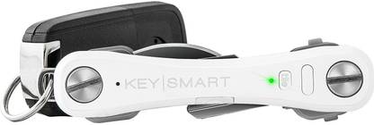 KEY SMART Pro Compact Key Holder with LED Light and Tile Smart Technology to Track your Lost Keys and Phone with GPS (2-10 Keys, White) Key Chain
