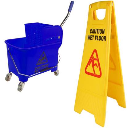 Eware Mini Mop Bucket Wringer Trolley 20 Ltr With Wet Floor Mop Set