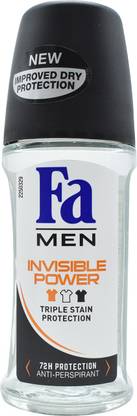 FA Men Invisible Power Triple Stain Protection Anti-Perspirant - 50ml Deodorant Roll-on  -  For Men