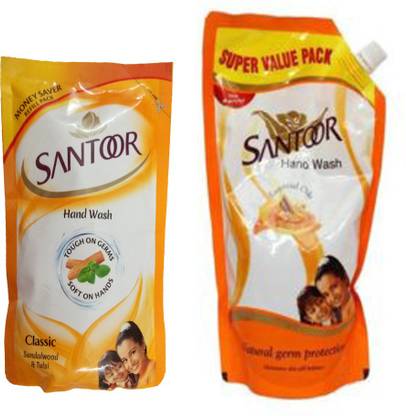 Santoor CLASSIC SANDALWOOD & TULSI HANDWASH 750 ML+CLASSIC SANDALWOOD & TULSI HANDWASH 180 ML Hand Wash Pouch