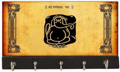 VenTechno Ganesh Ji KeyHolder with UV Coating 10x6 inches, Home décor_ Long lasting impression. Wood Key Holder