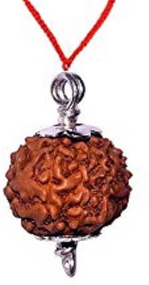 SSG Collections | 8 Mukhi/ Faced Rudraksha Pendant With Silver Coated Capping, Indonesia/ Java Originated Rudraksh, Bead Size: 10-14mm | 100% Original & Natural Rudrakash | Wood Pendant