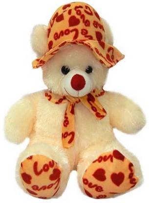 Fun & Joy Silky Teddy bear with cap  - 70 cm