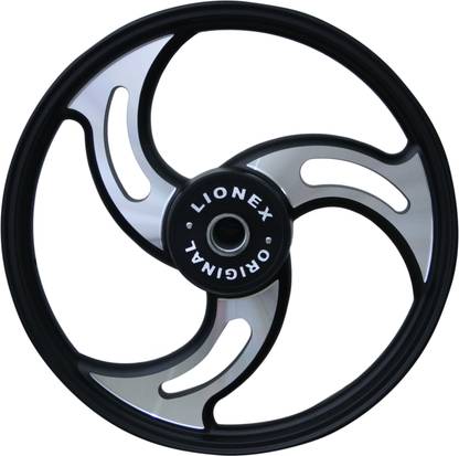 LIONEX ALLOY WHEELS STANDARD 03 SPOKE SILVER BLACK Front, Rear Alloy Aluminium Royal Enfield Thunder Bird 350, 350 Twin Spark, 500, Classic 500 Motorbike Tyre Rim