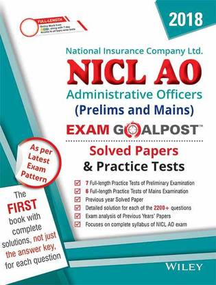 Wiley's Nicl Ao (Prelims+Mains) Exam Goalpost Solved Papers and Practice Tests