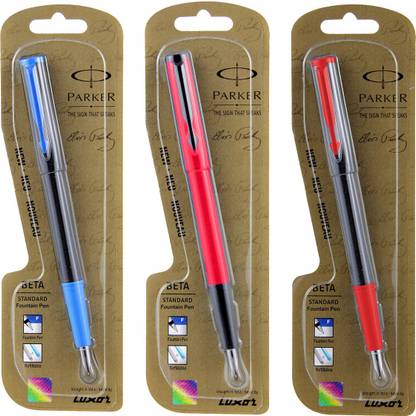 PARKER Beta Standard (1 Blue + 1 Black + 1 Red) Fountain Pen