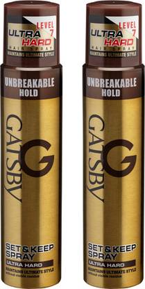 GATSBY Set and Keep Spray Ultra Hard Pack of 2 Hair Spray
