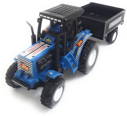 The Game Begins Tractor with Trolley, toy for kids, Blue and Black, Length 23 cm