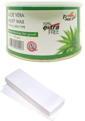 GoodsBazaar Beeone Aloe Vera Milky Wax with 50 Waxing Strips (220 gm) Wax