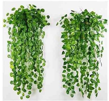 SPHINX Artificial Leaves Vines/Hanging plant for Decoration 90 cms-(Shapes as per stock) - Pack of 2 Green Assorted Artificial Flower