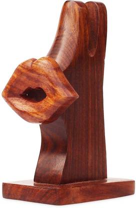 WoodCart 1 Compartments H@ndmade Wooden Specs Holder Lip Design with Natural Wooden Colored Specs Holder