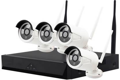 Lascom India 1080P 4CH Wireless NVR CCTV System 2.0MP IR Bullet IP Camera Outdoor Security Video Surveillance Kit Plug and play Security Camera