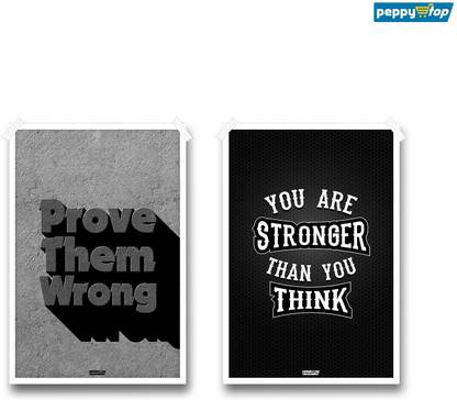 Peppy Stop : Motivational Posters - Prove Them Wrong - Life Quotes Posters , Cool Posters - You are Stronger than you Think - Inspirational Posters 12'' x 18'' (Pack of 2 Posters without frame) Motivational Posters Combo - Office Posters Combo - Gym Posters Combo - Quote Posters - Posters for Room - Gift Set / Valentine's Gift / Birthday Gift / Return Gift Paper Print