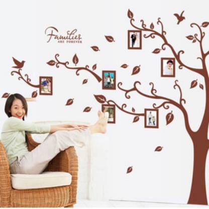 CREW4 30 cm Family Photo Tree Sticker Max Size and 3D Frames - Multicolor Reusable Sticker