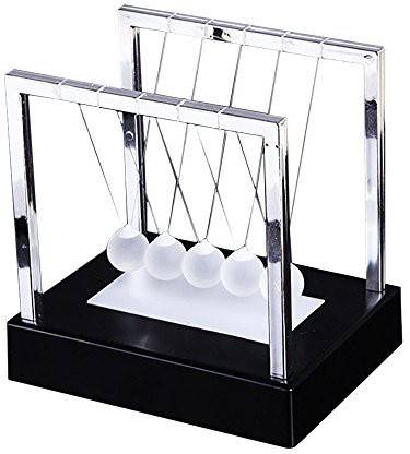 Generic Light Up Newtons Cradle Balance Balls Science Psychology Puzzle Desk Fun Gadget Kinetic Energy Science Toys Home Decor (Black)