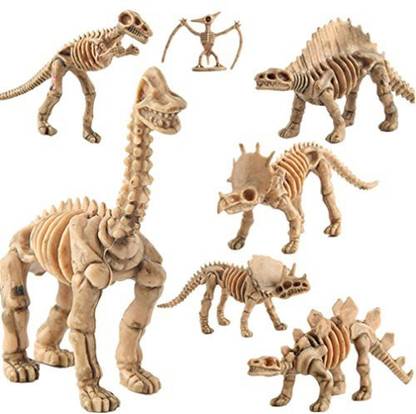 E SCENERY E-Scenery 12 In 1 Set Assorted Dinosaur Skeleton Toy Figures, Made Of Plastic, Dino Bones Fossils For Collectors Education &
