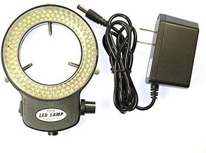 Generic Black 144 Led Bulb Microscope Ring Light Illuminator Adjustable Bright Lamp + Adapter