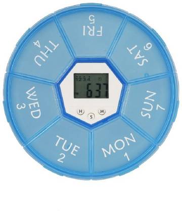 JERN 7 days Jern 7-Day Pill Box Organizer with Timer Medicine Reminder (Blue) Pill Box
