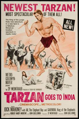 Tarzan Goes to India Vintage Movie Poster Paper Print