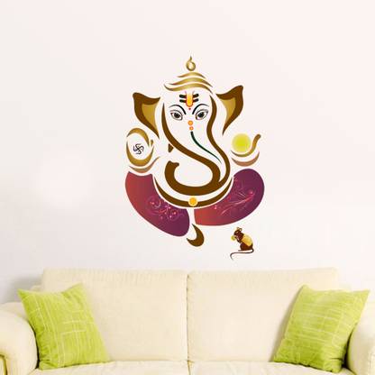 Flipkart SmartBuy 90 Golden Ganapathy with cute Mouse Self Adhesive Sticker