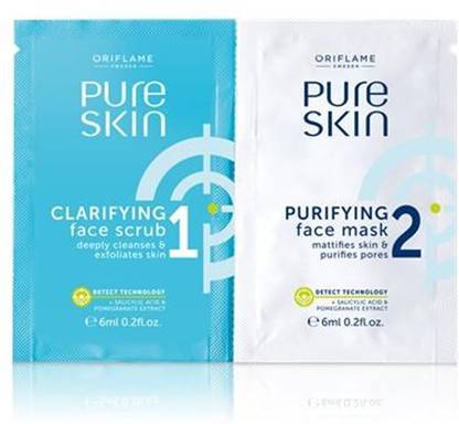 Oriflame Sweden Pure Skin 1 Clarifying Face Scrub & 2 Purifying Face Mask