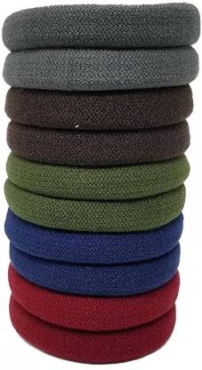 Rbasics hair ponytail holder elastic rubberband soft fabric Medium size (Dark colours) Pack of 10 Rubber Band