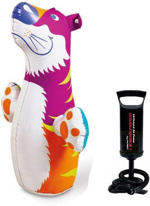 INTEX ® Original Inflatable Tiger Hit Me Inflatable Bouncer, Play Gym With Jumbo Hand Pump Inflatable HitMe Toys