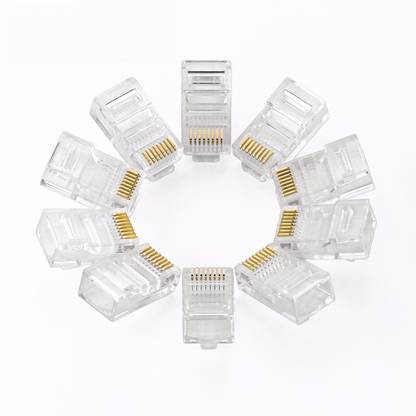 BALRAMA 100pcs RJ45 Connectors Modular 8 Pin Network Cable Plugs RJ-45 Adapter for Cat5 Cat5e Cat6 Rj 45 Ethernet Cable Plugs Heads Manual Crimper