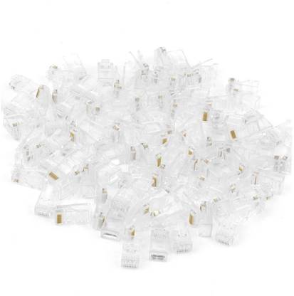 BALRAMA 100pc NT Gold Plated Cat5 RJ45 Connector Cat5E 8P8C Modular Ethernet Cable Head Plug CCTV Cable Cat5 Connector RJ 45 Plug Connector Professional Quality RJ45 Module Plugs Crimping Networking PACK of 100 Network Interface Card