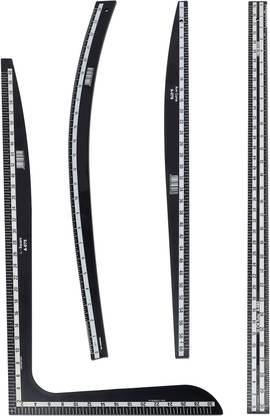 Vardhman Fashion Designing Hard Plastic Scale ,Set of 4 scales, L- Square, Arm Curve, Hip Curve & long ruler Sewing Kit