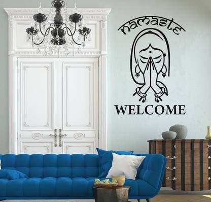 Newway Decals 50 cm New Way Decals-Wall Sticker (7565) ''Beautiful Welcome By A Girl'' Removable Sticker