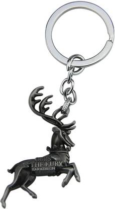 GCT Game of Thrones GOT House Baratheon of Storm's End Ours is the Fury Stag Deer Westeros Sigil Collectible Silver Metal (Design-11) Keyring for Men Women Boys Girls Car Bike Key Chain