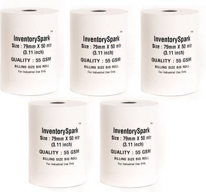 InventorySpark Set of 5 of 55 Unruled 79MMX50Mtr Size 55 Thermal Paper