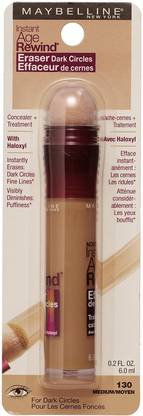 MAYBELLINE NEW YORK Instant Age Rewind Eraser Dark Circles Concealer, 130 Medium/Moyen Concealer