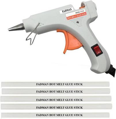 FADMAN White Mini 20 Watt On Off Switch With 5 Hot Melt Sticks Standard Temperature Corded Glue Gun (7 mm) Standard Temperature Corded Glue Gun