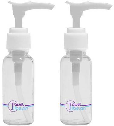 TRAVELTUBES 30 ml small round plastic lotion pump bottles ,transparent,empty, refillable,multi purpose for travel & daily use 30 ml Plastic Bottle