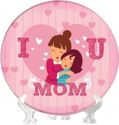 Giftsmate Birthday Gift For Mother I Love You Mom Decorative Plate Home Decor Showpiece 6 Inches Plastic Platter In India - Home Decor Gifts For Mom