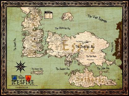 Game Of Thrones Collection - Seven Kingdoms Of Westeros Map - Premium Quality Poster For Gym, Home Or Office Paper Print