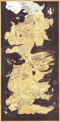 Game Of Thrones Collection - Seven Kingdoms Of Westeros Map - Premium Quality Poster For Gym, Home Or Office Paper Print