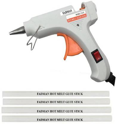 FADMAN White Mini 20 Watt On Off Switch With 4 Hot Melt Sticks Standard Temperature Corded Glue Gun (7 mm) Standard Temperature Corded Glue Gun