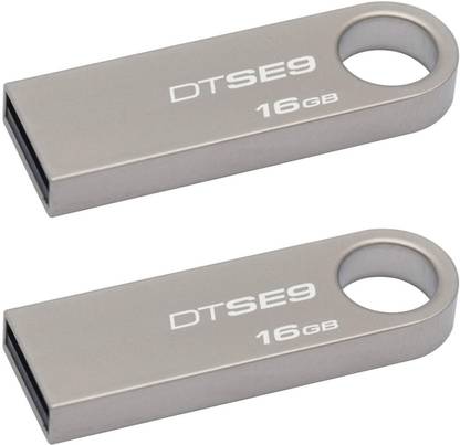 KINGSTON DTSE9 DataTraveler SE9 16GB - Pack Of 2 Pendrive - USB 2.0 16 GB Pen Drive Compatible with Desktop Computer, Audio Player, Television, Laptop USB 2.0 Metal Case