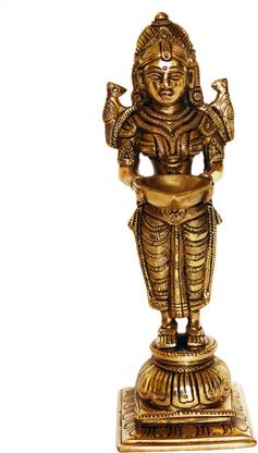 aakrati Beautiful Deep Lakshmi Statue made of Brass Decorative Moorthi with Elegant Finish Decorative Showpiece  -  20 cm
